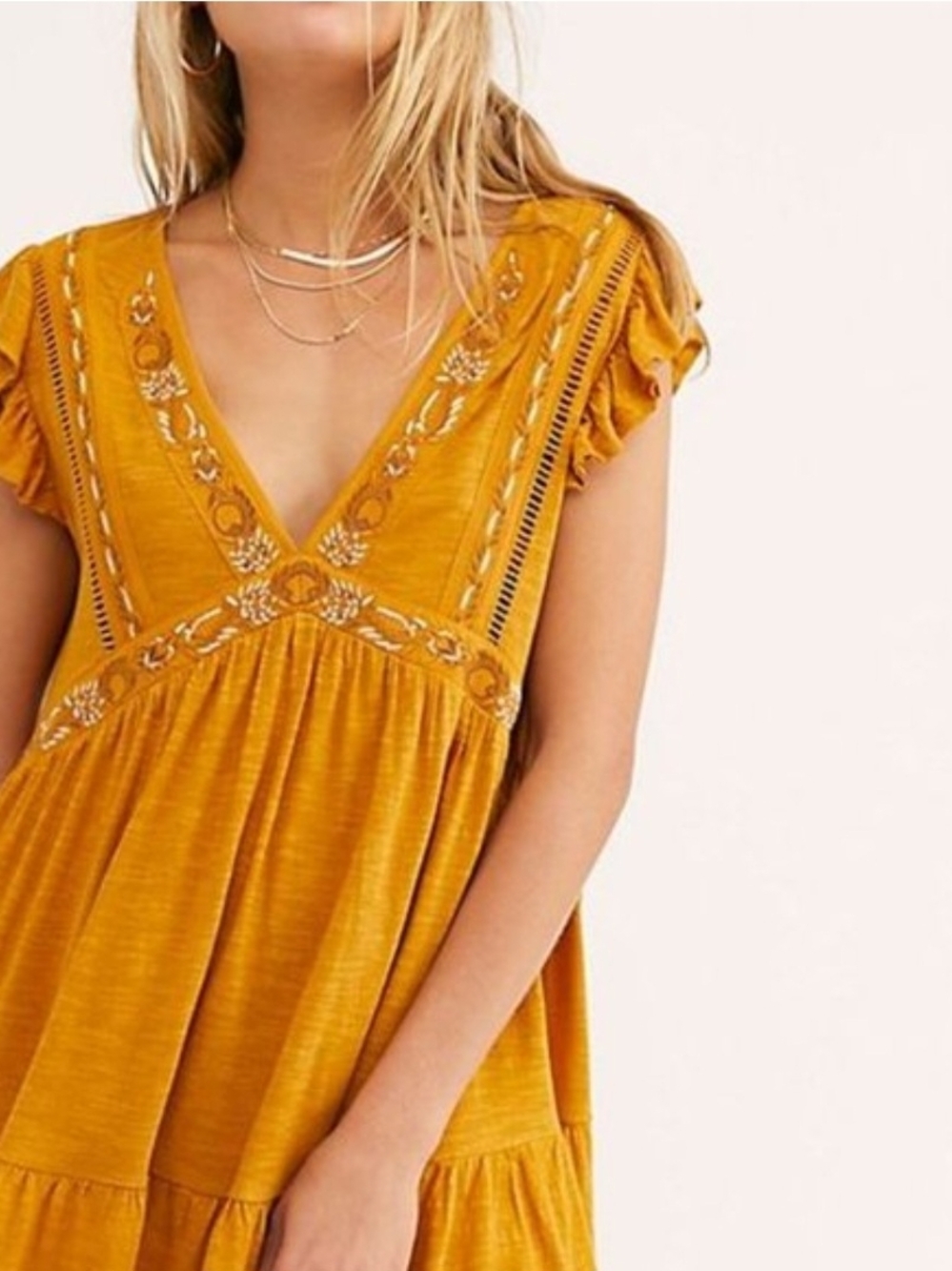 Free People Mustard Yellow Tunic Top
